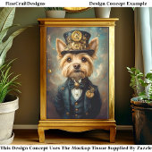 Yorkshire Terrier Hond, Steampunk Pak & Hoge Hoed  Tissuepapier