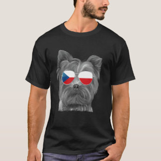 Yorkshire Terrier Hond Tsjechische vlag Zonnebril T-shirt