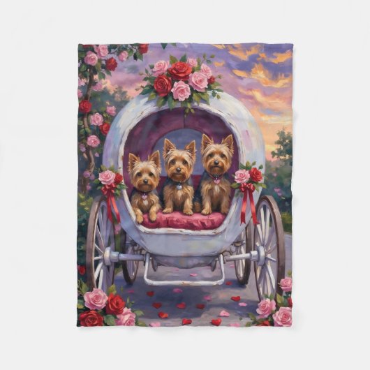 Yorkshire Terrier Hond Valentijnsdag Fleece Deken (Voorkant)