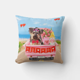 Yorkshire Terrier Hond Valentijnsdag Vrachtauto Ha Kussen