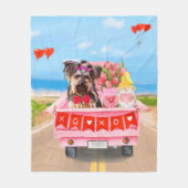 Yorkshire Terrier Hond Valentijnsdag Vrachtwagen Fleece Deken (Voorkant)