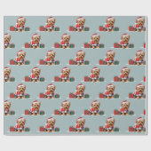 Yorkshire Terriër hond verkleed als kerstman Cadeaupapier (Vlak)