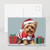 Yorkshire Terriër hond verkleed als kerstman Feestdagenkaart (Voorkant / Achterkant)