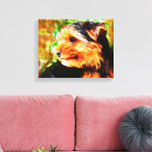 Yorkshire Terriër Hond Waterverf Kunstportret Canvas Afdruk (Insitu (Woonkamer))
