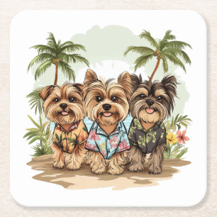 Yorkshire Terrier Honden Hawaïaanse Shirts Kartonnen Onderzetters