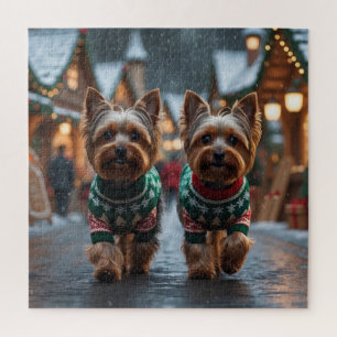 Yorkshire Terrier Honden Kerst Sneeuw Vakantie Legpuzzel
