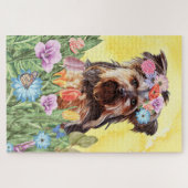 Yorkshire Terrier Hondenbloemen Legpuzzel (Horizontaal)