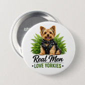 Yorkshire Terrier HondenPapa Echte Mannen Liefhebb Ronde Button 7,6 Cm (Voorkant /achterkant)