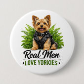 Yorkshire Terrier HondenPapa Echte Mannen Liefhebb Ronde Button 7,6 Cm (Voorkant)