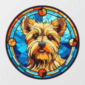 Yorkshire Terrier Hondenras Faux Glas in lood Raamsticker (Vel)