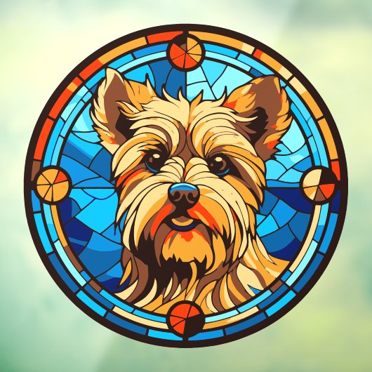 Yorkshire Terrier Hondenras Faux Glas in lood Raamsticker (Vel 3)