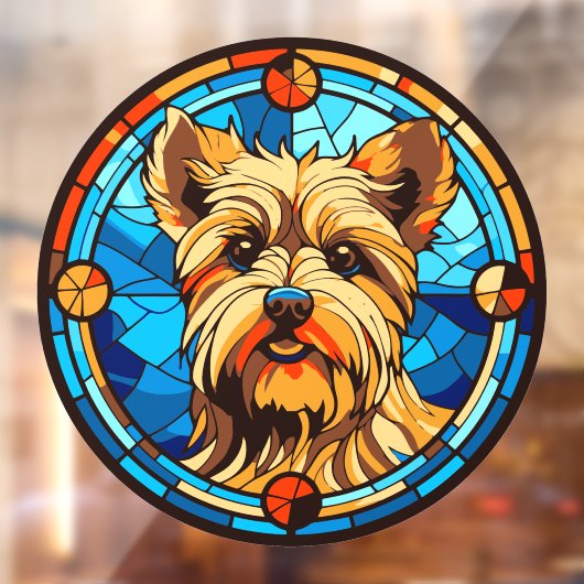 Yorkshire Terrier Hondenras Faux Glas in lood Raamsticker (Vel 2)
