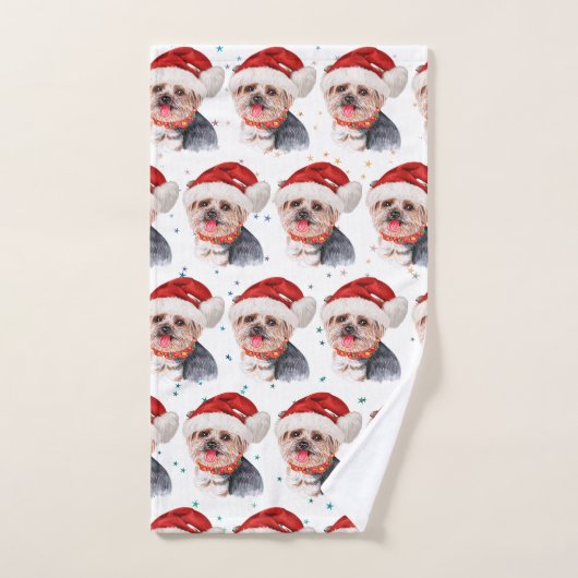 Yorkshire Terrier hondenras Kerststerren Handdoek (Handdoek)