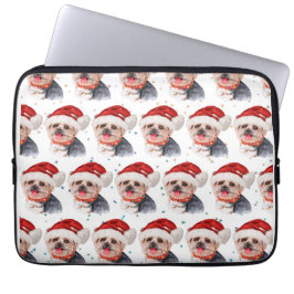Yorkshire Terrier Hondenras Kerststerren Laptop Sleeve