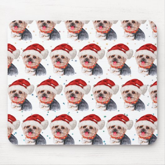 Yorkshire Terrier-hondenras Kerststerren Muismat (Voorkant)