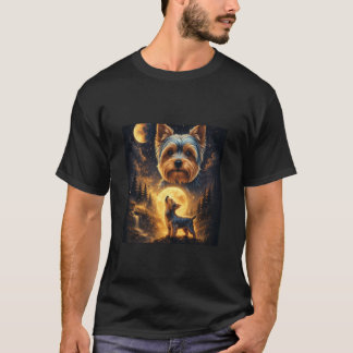 Yorkshire Terrier Huilt naar de Maan Bos Nacht T-shirt