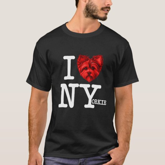 Yorkshire Terrier   I Heart New Yorkie Pun Parody T-shirt (Voorkant)