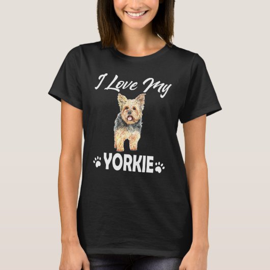 Yorkshire Terrier Ik hou van mijn Yorkie T-shirt (Voorkant)