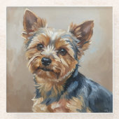 Yorkshire Terrier Impressionist Art Coaster Glazen Onderzetter (Voorkant)