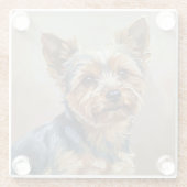 Yorkshire Terrier Impressionist Art Coaster Glazen Onderzetter (Achterkant)