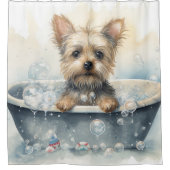 Yorkshire Terrier in badkuip Waterverf hondenkunst Douchegordijn (Voorkant)