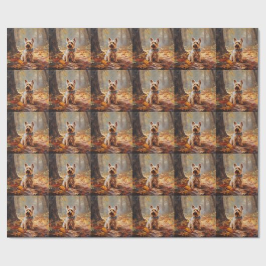 Yorkshire Terrier in de herfst laat Herfst inspire Cadeaupapier (Vlak)