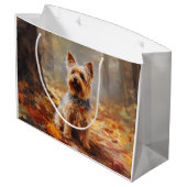 Yorkshire Terrier in de herfst laat Herfst inspire Groot Cadeauzakje (Achterkant Gekanteld)