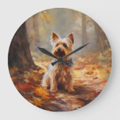 Yorkshire Terrier in de herfst laat Herfst inspire Grote Klok (Voorkant)