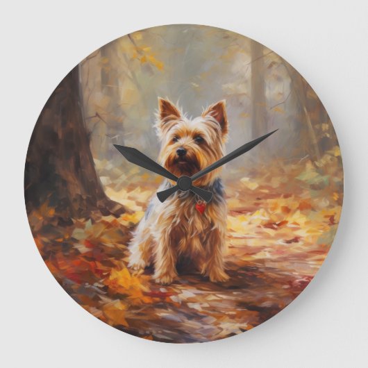 Yorkshire Terrier in de herfst laat Herfst inspire Grote Klok (Voorkant)