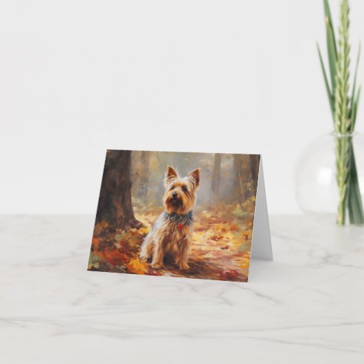 Yorkshire Terrier in de herfst laat Herfst inspire Kaart (Voorkant)