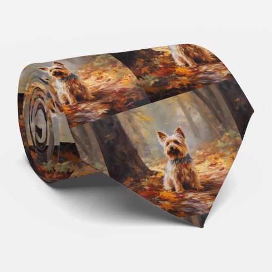 Yorkshire Terrier in de herfst laat Herfst inspire Stropdas (Opgerold)