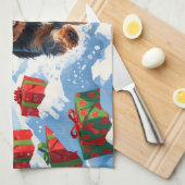 Yorkshire Terriër in de sneeuw met kerst Pet Theedoek (Quarter Fold)