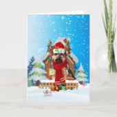 Yorkshire Terrier in de sneeuw met kerstcadeaus Kaart (Voorkant)