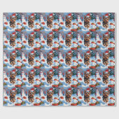 Yorkshire Terrier in de sneeuw met kerstmuts Cadeaupapier (Vlak)
