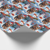 Yorkshire Terrier in de sneeuw met kerstmuts Cadeaupapier (Hoek)