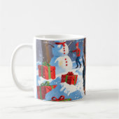 Yorkshire Terrier in de sneeuw met kerstmuts Koffiemok (Links)