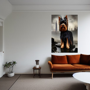 Yorkshire Terrier in de stad   AI Art Poster
