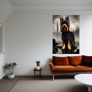 Yorkshire Terrier in de stad | AI Art Poster