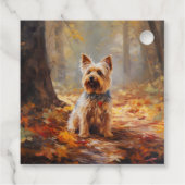 Yorkshire Terrier in herfstbladeren val inspireert Bedankjes Labels (Achterkant)