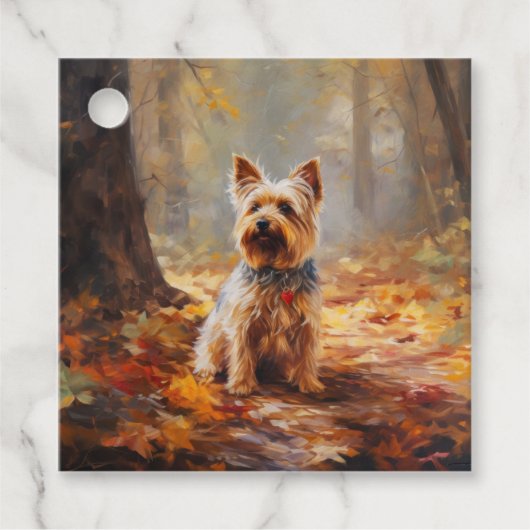 Yorkshire Terrier in herfstbladeren val inspireert Bedankjes Labels (Voorkant)