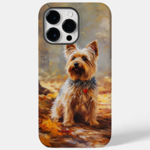 Yorkshire Terrier in herfstbladeren val inspireert Case-Mate iPhone 14 Pro Max Hoesje