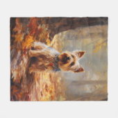 Yorkshire Terrier in herfstbladeren val inspireert Fleece Deken (Voorkant (Horizontaal))