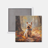 Yorkshire Terrier in herfstbladeren val inspireert Magneet (Voorkant / Achterkant)