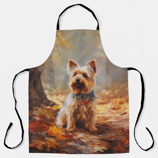 Yorkshire Terrier in herfstbladeren val inspireert Schort (Voorkant)