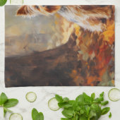 Yorkshire Terrier in herfstbladeren val inspireert Theedoek (Gevouwen)