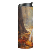 Yorkshire Terrier in herfstbladeren val inspireert Thermosbeker (Gedraaid links)