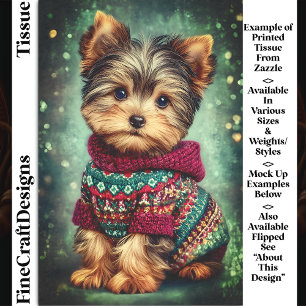 Yorkshire Terrier in Kerstsweater DS2LR Decoupage Tissuepapier