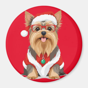 Yorkshire Terrier in Santa Costume Schattig Grappi Magneet