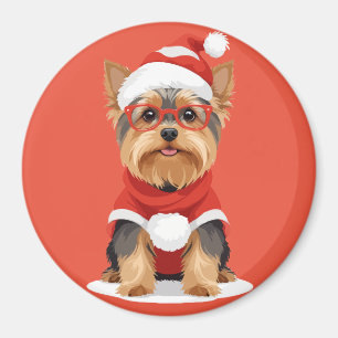 Yorkshire Terrier in Santa Costume Schattig Grappi Magneet
