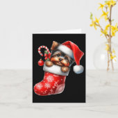 Yorkshire Terrier in Sock-kerstkerstkerstkerstkers Kaart (Gele Bloem)